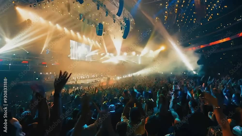 Concert arena crowd of people clapping hands