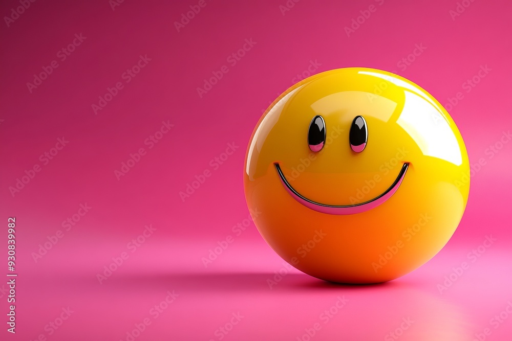 Shiny Yellow Smiley Ball on a Vibrant Pink Background Capturing the Joy Positivity and Simplicity in a Bold and Eye Catching Visual Design Shiny Yellow Smiley Ball on a Vibrant Pink Background Capturing the Joy Positivity and Simplicity in a Bold and Eye Catching Visual Design
