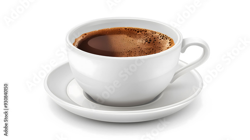 Cup of Hot Coffee Isolated on White Background
