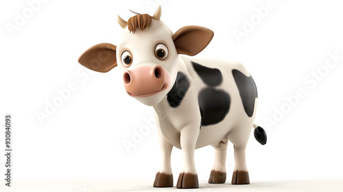 Cute 3D Cartoon Cow