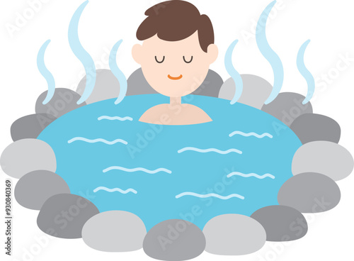 A man enjoy taking Hot springs Onsen icon.