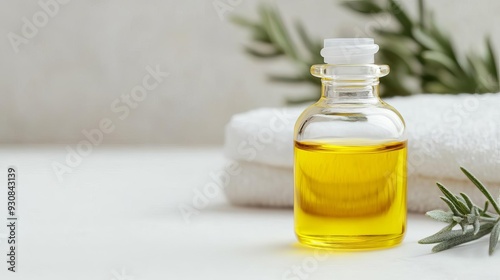 Bottle of moisturizing oil with essential oils, skin care moisturizing oil, aromatic and therapeutic benefits