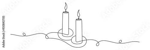 Line art candle illustration background