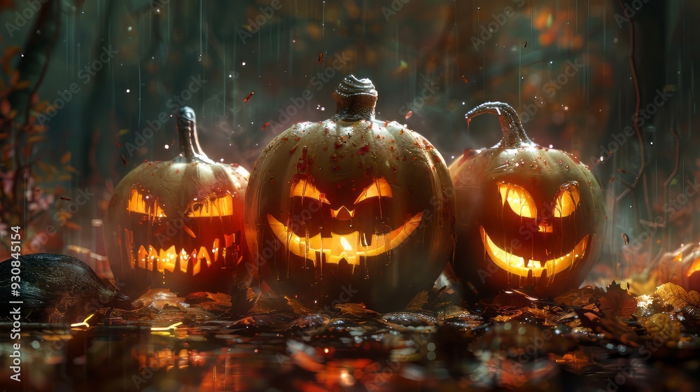 Fototapeta premium Pumpkin .Halloween, October, Autumn, Spooky, Scary, jack-o-lantern, carved pumpkin, hallows eve