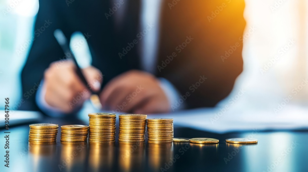 Business manager implementing cost-saving measures, efficiency, improving profitability through smart decisions Business manager implementing cost-saving measures, efficiency, improving profitability through smart decisions