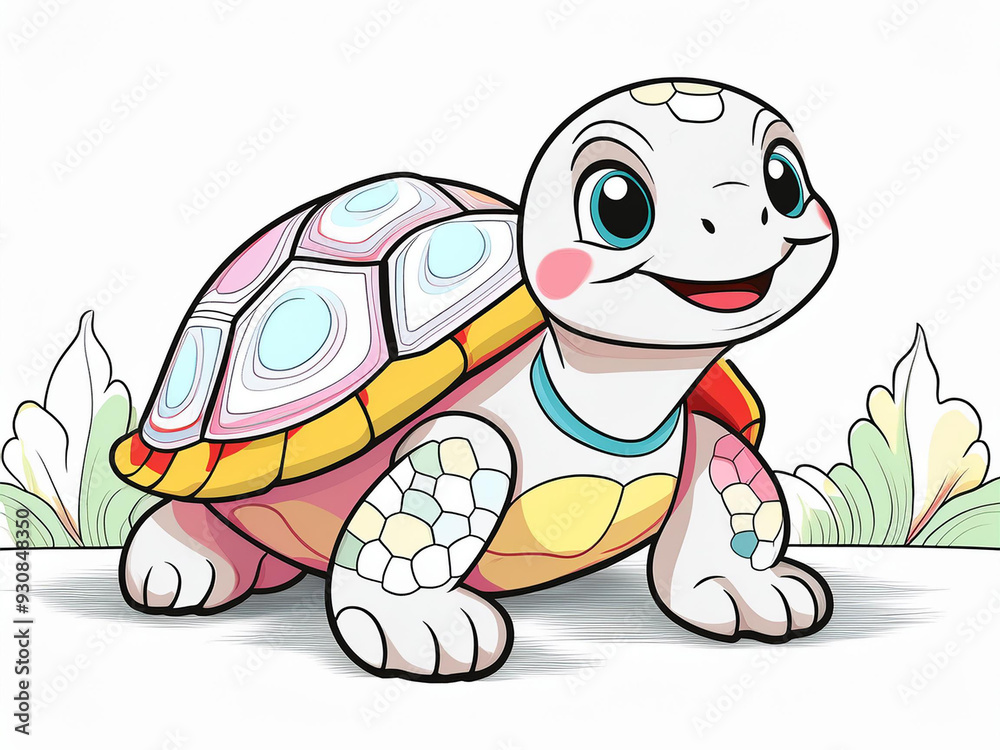 Obraz premium cartoon style turtle, coloring for kids