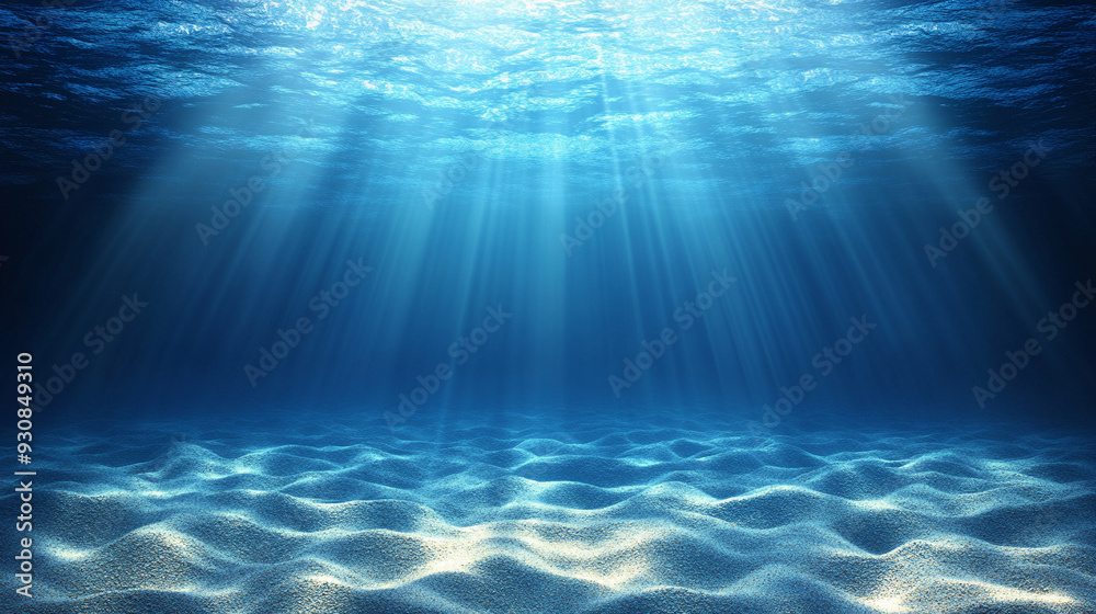 blue water surface reveals a sandy sea bottom bathed in warm sunlight, creating a tranquil and inviting underwater scene perfect for relaxation and nature themes blue water surface reveals a sandy sea bottom bathed in warm sunlight, creating a tranquil and inviting underwater scene perfect for relaxation and nature themes