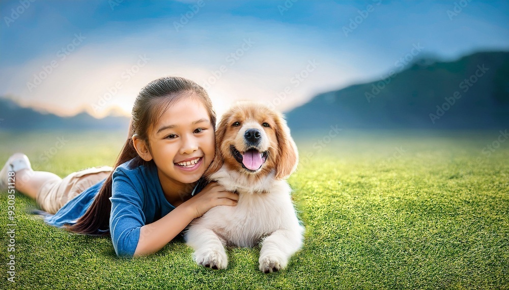 girl and dog girl and dog