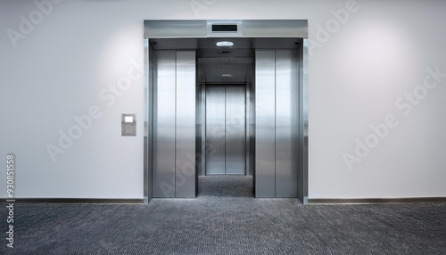 Obraz na płótnie Blank silver closed elevator in office floor interior mock up
