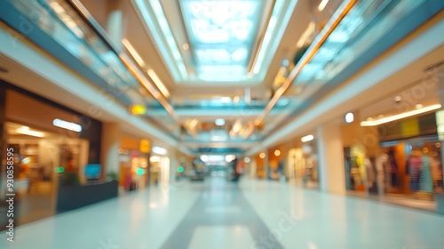 Abstract blur modern shopping mall interior background