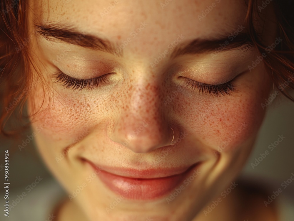 Serene Smiling Woman with Freckles Serene Smiling Woman with Freckles