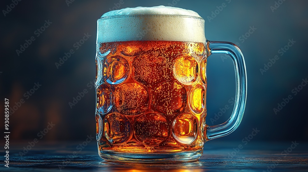 A Frothy Glass of Golden Beer in a Traditional Mug A Frothy Glass of Golden Beer in a Traditional Mug