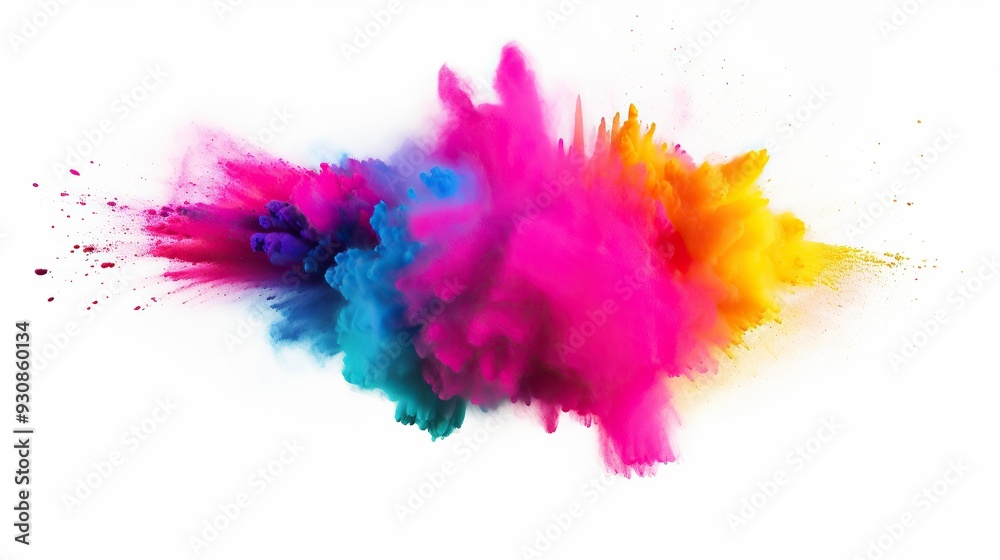 Colorful Powder Explosion Against a White Background Colorful Powder Explosion Against a White Background
