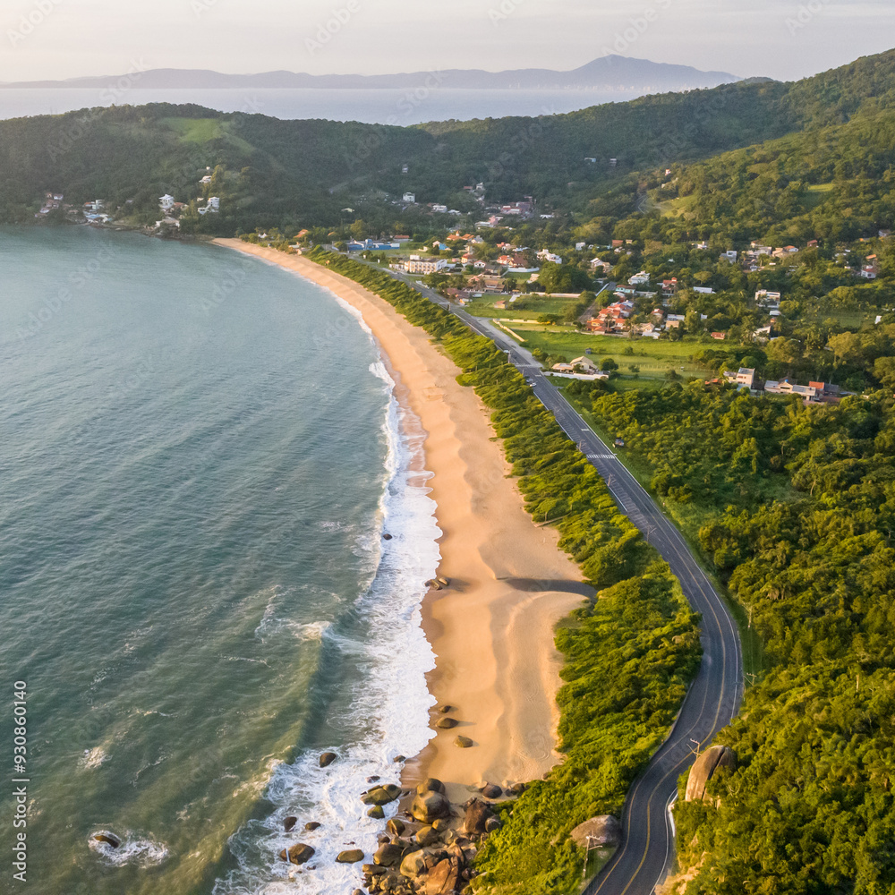 Balneario Camboriu in Santa Catarina. Taquaras Beach and Laranjeiras Beach in Balneario Camboriu. Aerial view in landscape. Square image Balneario Camboriu in Santa Catarina. Taquaras Beach and Laranjeiras Beach in Balneario Camboriu. Aerial view in landscape. Square image