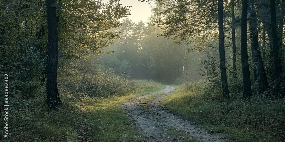 Obraz premium path in the forest at morning time