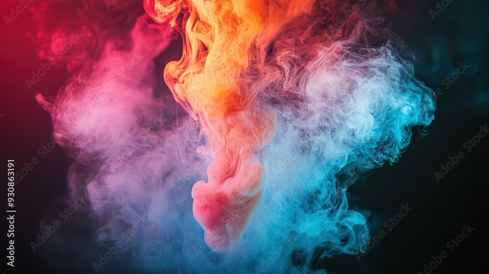Abstract Colorful Smoke Swirling in Dark Background Abstract Colorful Smoke Swirling in Dark Background