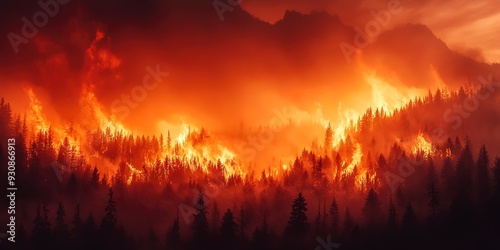 wildfires BC British Columbia Columbia Valley dramatic intense fire flames smoke natural disaster burning forest blaze wildfire environment nature landscape orange red heat growth