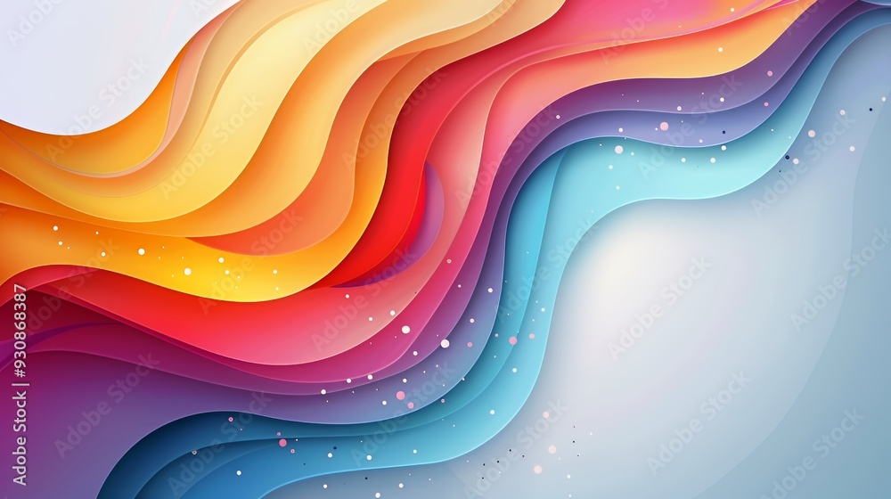 Abstract colorful wavy background with glowing particles. Abstract colorful wavy background with glowing particles.