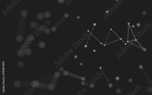 Abstract background. Molecules technology with polygonal shapes, connecting dots and lines. Connection structure. Big data visualization.
