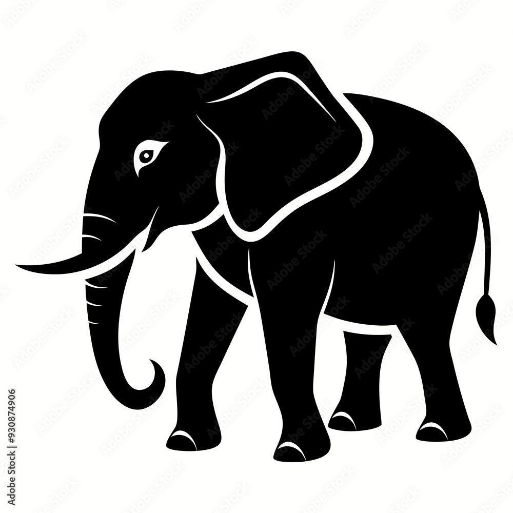 Obraz premium elephant silhouette vector image