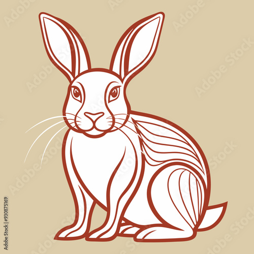 Rabbit silhouette in vector. Easter bunny, Can be used as a stencil or template for festive decorations, postcards, shop windows