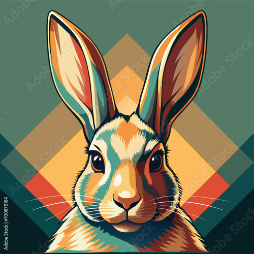 Rabbit silhouette in vector. Easter bunny, Can be used as a stencil or template for festive decorations, postcards, shop windows