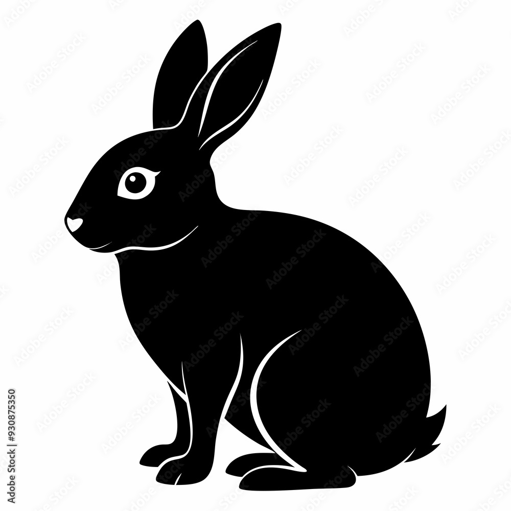 Rabbit silhouette in vector. Easter bunny, Can be used as a stencil or template for festive decorations, postcards, shop windows Rabbit silhouette in vector. Easter bunny, Can be used as a stencil or template for festive decorations, postcards, shop windows
