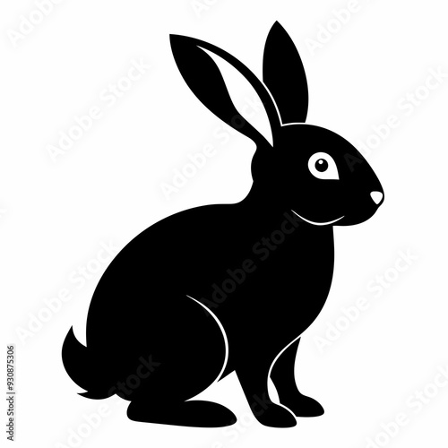 Rabbit silhouette in vector. Easter bunny, Can be used as a stencil or template for festive decorations, postcards, shop windows