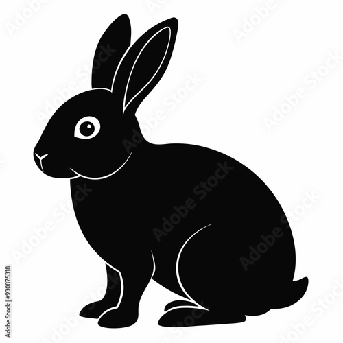 Rabbit silhouette in vector. Easter bunny, Can be used as a stencil or template for festive decorations, postcards, shop windows