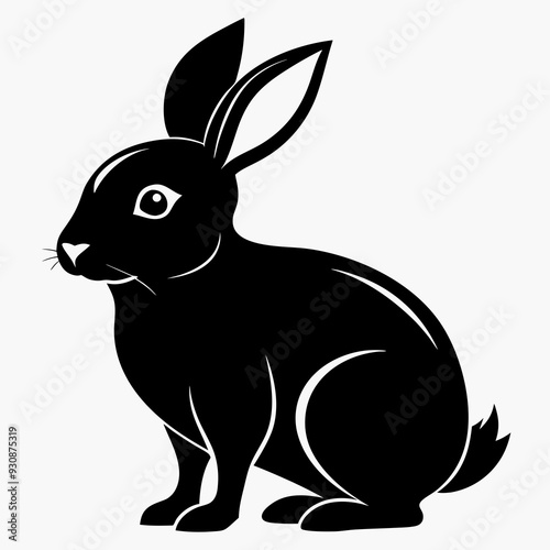 Rabbit silhouette in vector. Easter bunny, Can be used as a stencil or template for festive decorations, postcards, shop windows