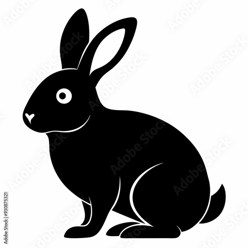 Rabbit silhouette in vector. Easter bunny, Can be used as a stencil or template for festive decorations, postcards, shop windows