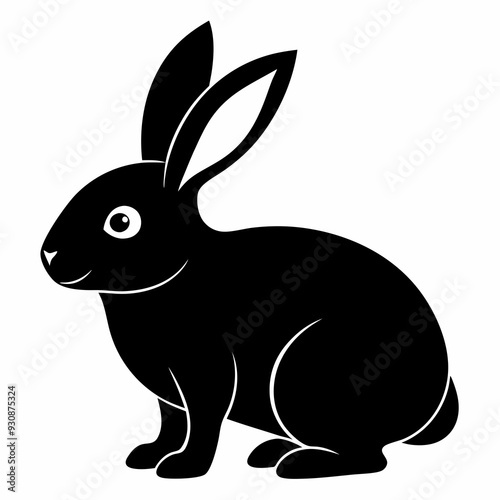 Rabbit silhouette in vector. Easter bunny, Can be used as a stencil or template for festive decorations, postcards, shop windows