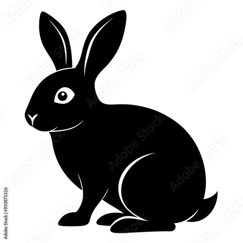 Rabbit silhouette in vector. Easter bunny, Can be used as a stencil or template for festive decorations, postcards, shop windows