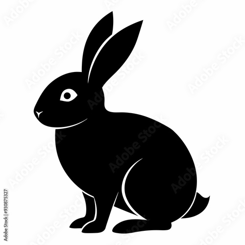 Rabbit silhouette in vector. Easter bunny, Can be used as a stencil or template for festive decorations, postcards, shop windows