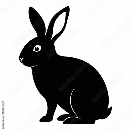 Rabbit silhouette in vector. Easter bunny, Can be used as a stencil or template for festive decorations, postcards, shop windows