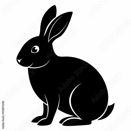 Rabbit silhouette in vector. Easter bunny, Can be used as a stencil or template for festive decorations, postcards, shop windows