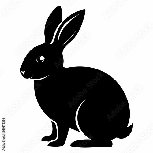 Rabbit silhouette in vector. Easter bunny, Can be used as a stencil or template for festive decorations, postcards, shop windows
