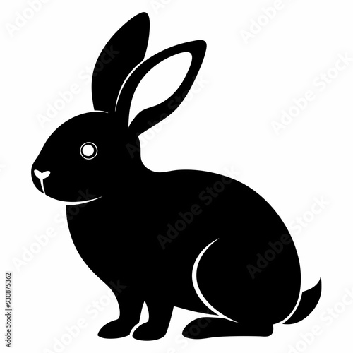Rabbit silhouette in vector. Easter bunny, Can be used as a stencil or template for festive decorations, postcards, shop windows