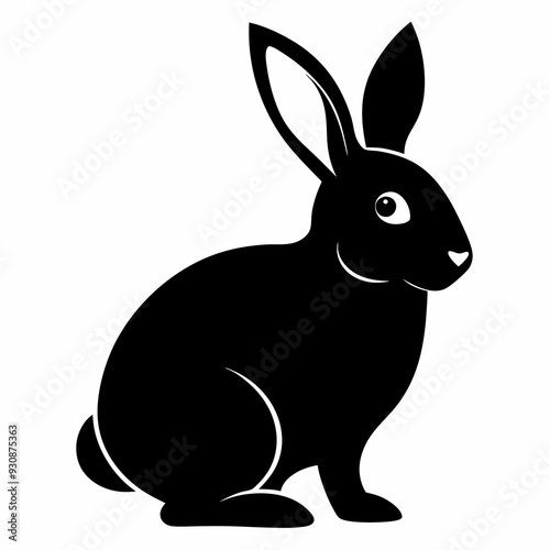 Rabbit silhouette in vector. Easter bunny, Can be used as a stencil or template for festive decorations, postcards, shop windows
