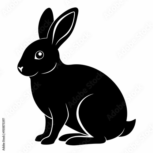 Rabbit silhouette in vector. Easter bunny, Can be used as a stencil or template for festive decorations, postcards, shop windows