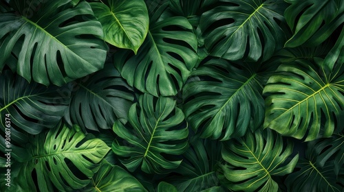 Wallpaper Mural Group background of dark green tropical leaves ( monstera, palm, coconut leaf, fern, palm leaf,bananaleaf) Panorama background. concept of nature , ai Torontodigital.ca