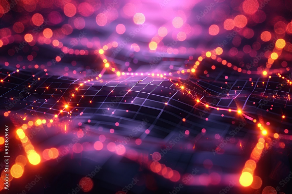 Abstract Digital Grid with Glowing Lines Abstract Digital Grid with Glowing Lines