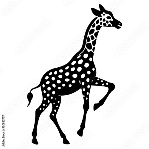 giraffe silhouette isolated on white