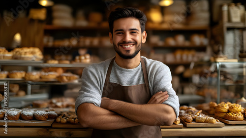 Smiling male baker standing...