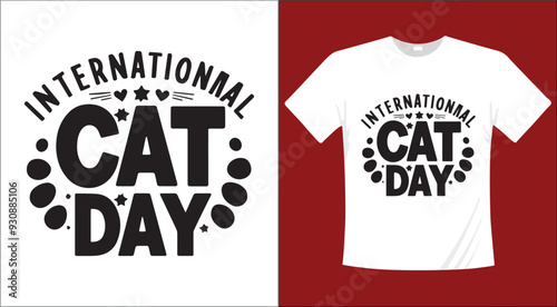 Cat calligraphy typographic t-shirt design illustration