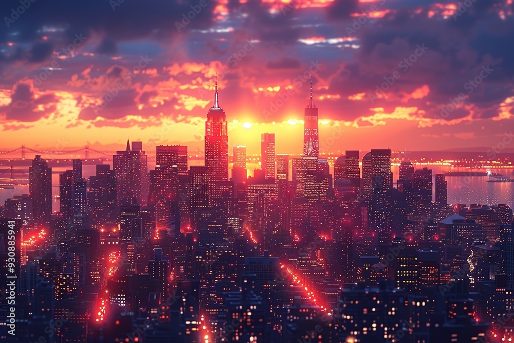 Fototapeta premium Cityscape at Sunset