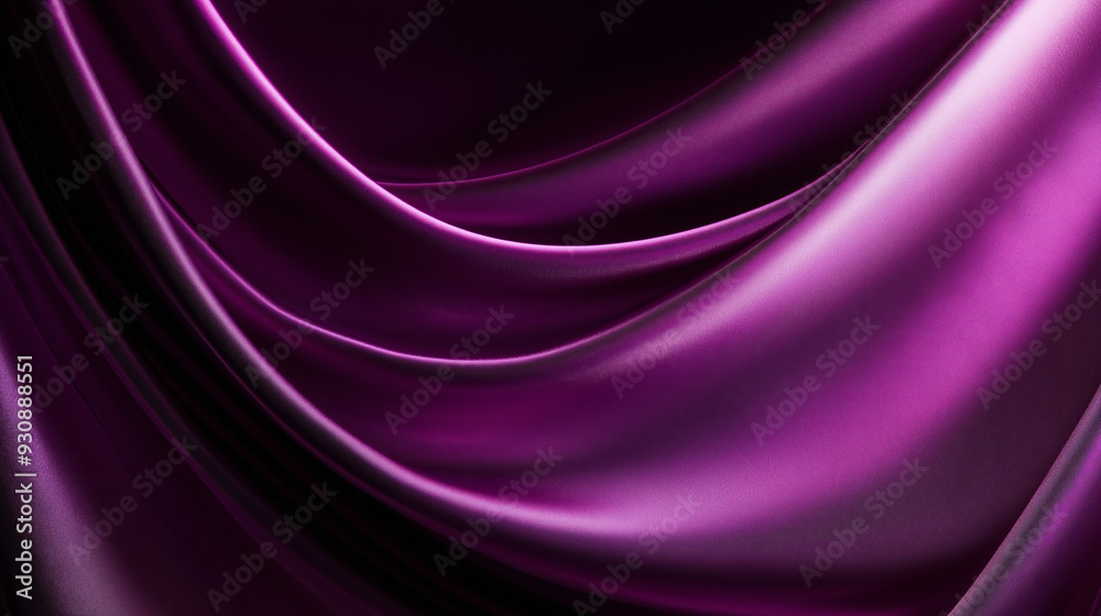 Elegant purple satin fabric draped in soft, flowing waves. Elegant purple satin fabric draped in soft, flowing waves.