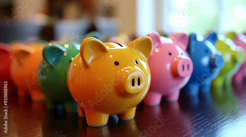 A row of colorful piggy banks lined up, reflecting financial diversity