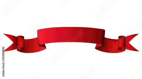 Satin Ribbon in Red, Isolated on White Background