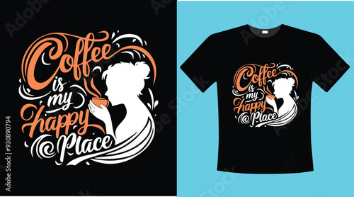 Coffee calligraphy typographic t-shirt design illustration